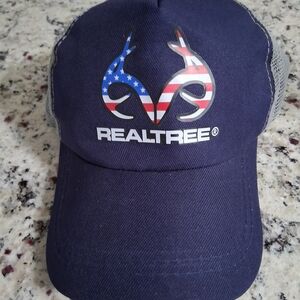 Realtree Mens Dark Blue Hat Cap with Flag Design